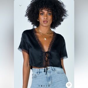 Vintage Tie Up Top Black